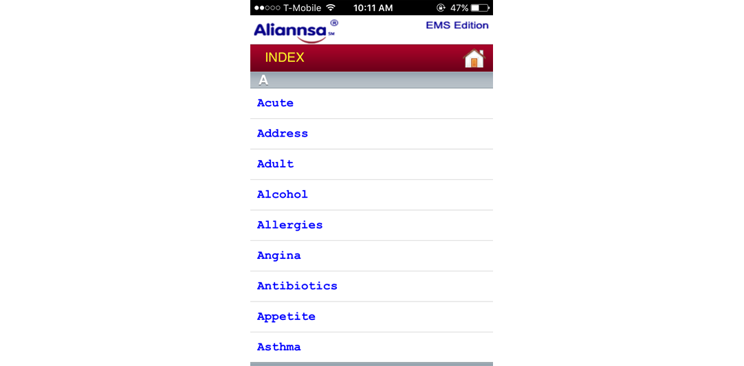 Aliannsa's Medical Spanish Translation Program Mobile App developed by SunNet Solutions.