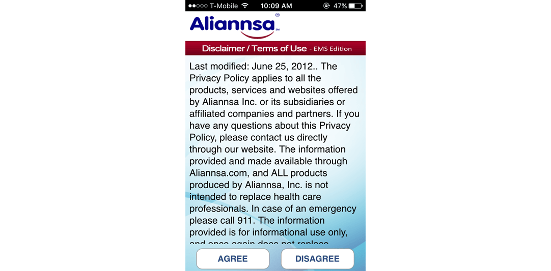 Aliannsa's Medical Spanish Translation Program Mobile App developed by SunNet Solutions.