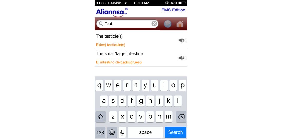 Aliannsa's Medical Spanish Translation Program Mobile App developed by SunNet Solutions.